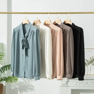 Mulberry Silk Shirt Women's Silk Bow Ribbon Shirt Temperament Long Sleeve Women Blouse Sand Washed Crepe De Chine Silk