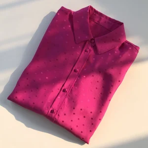 French Style Loose and Lazy 100% 18mm Real Silk Smooth Crepe Satin Smooth Dot Jacquard Silk Long Sleeved Shirt for Women