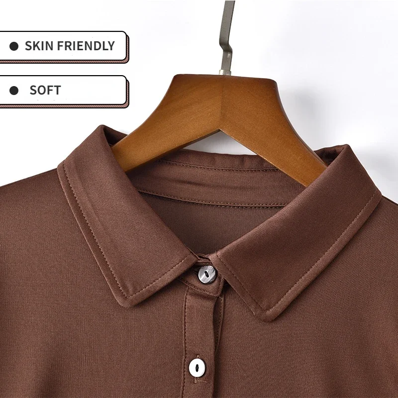 Yuyue 2025 New Leisure Lapel Cotton Silk Cardigan Long Sleeve Fashion Single-breasted 30% Mulberry Silk Shirt Big Size - Image 2