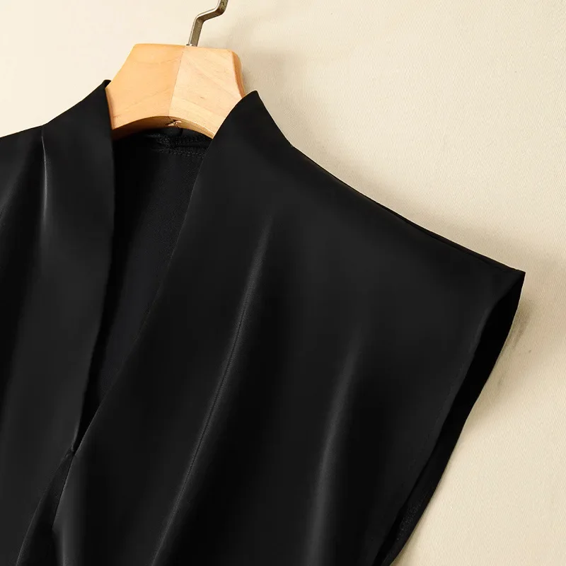 Acetate Satin Women Sleeveless Top New Temperament V-neck Acetate Silk Top Sleeveless T-shirt Japan Acetate Fiber Crop Top - Image 4